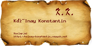 Kálnay Konstantin névjegykártya